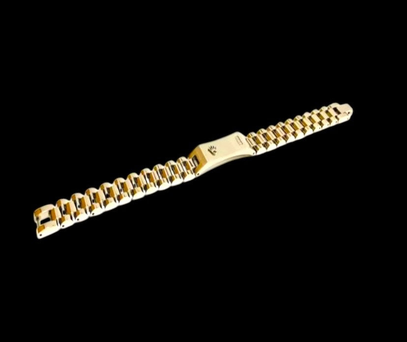 12MM Triple-Bead Bracelet - Stainless Steel with Crown Graphic